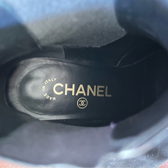 SOLD CHANEL black leather ankle boots size logo 38.5 8.5 - Picture 10 of 11